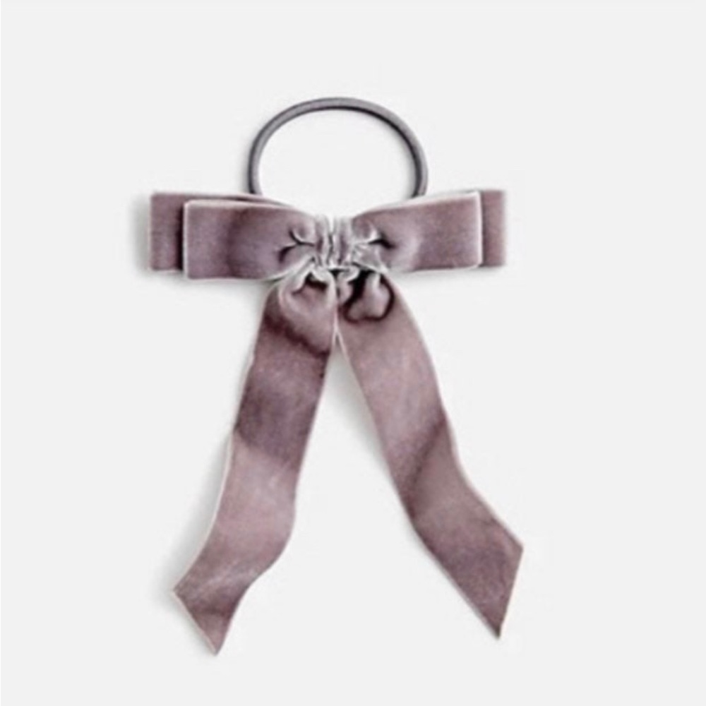 NWOT J. Crew Grey Velvet Bow Hair Accessory